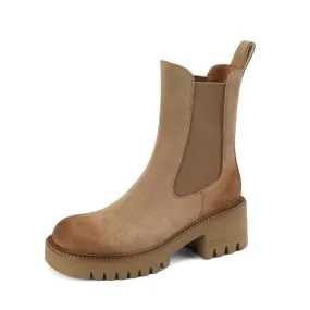 Haya Tan Chelsea Lug Sole Combat Boots