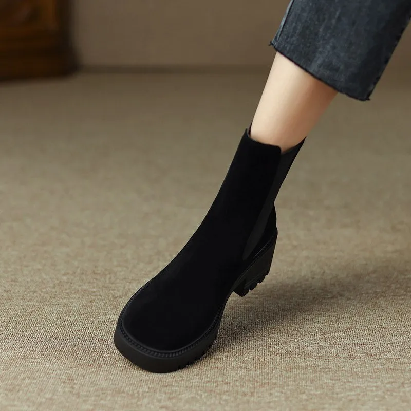 Haya Tan Chelsea Lug Sole Combat Boots
