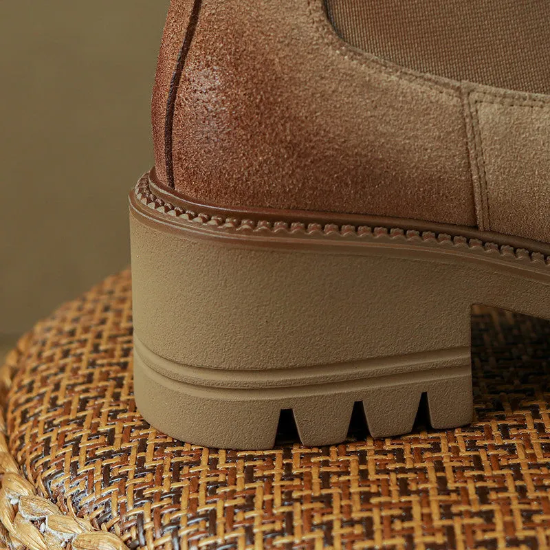Haya Tan Chelsea Lug Sole Combat Boots