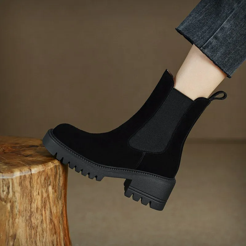 Haya Tan Chelsea Lug Sole Combat Boots