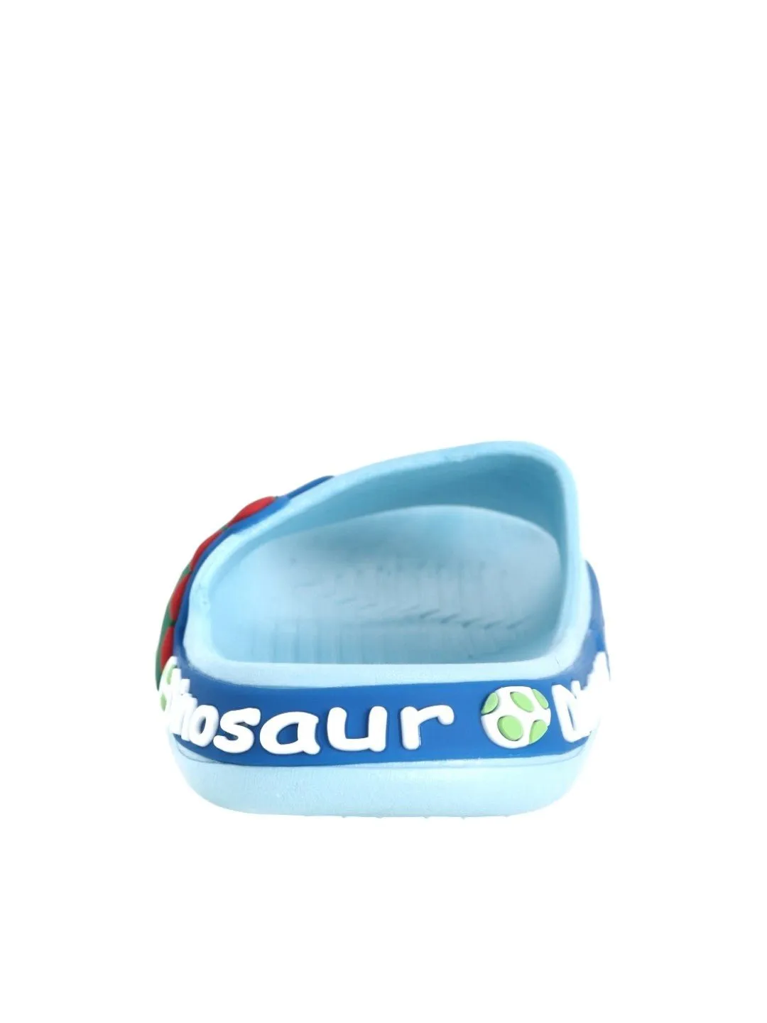 Jurassic Junior Slides: Blue Dinosaur Applique Slides for Kids