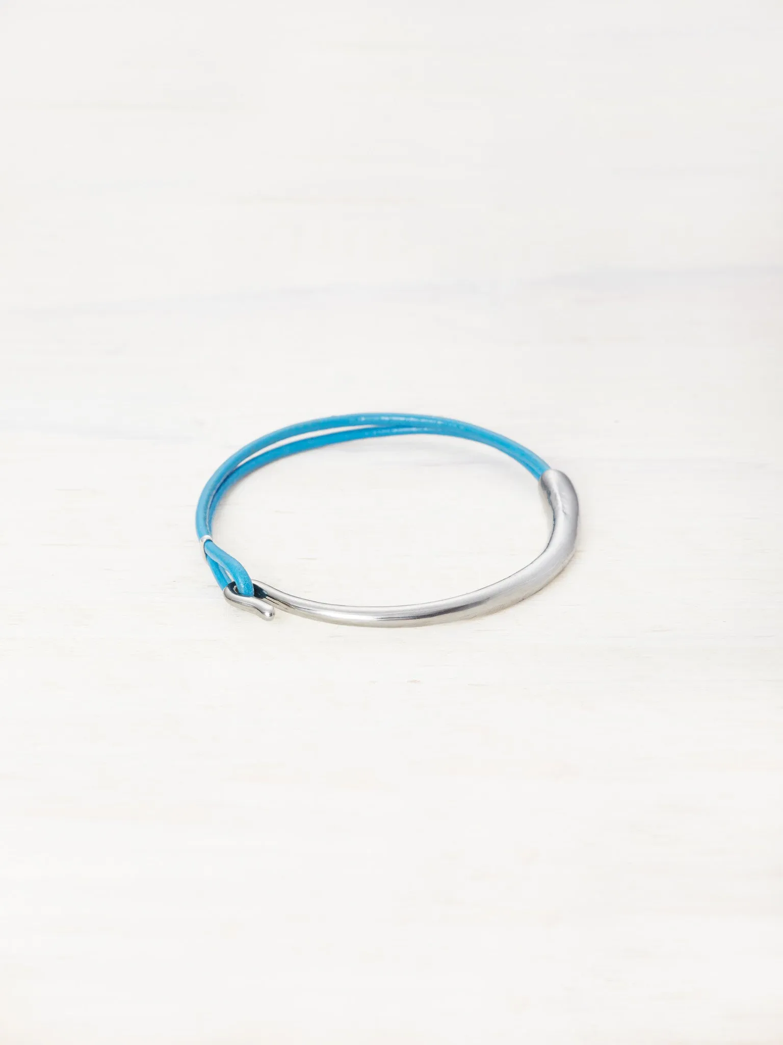 Leather Bar Bracelet - Cobalt
