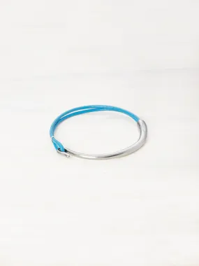 Leather Bar Bracelet - Cobalt