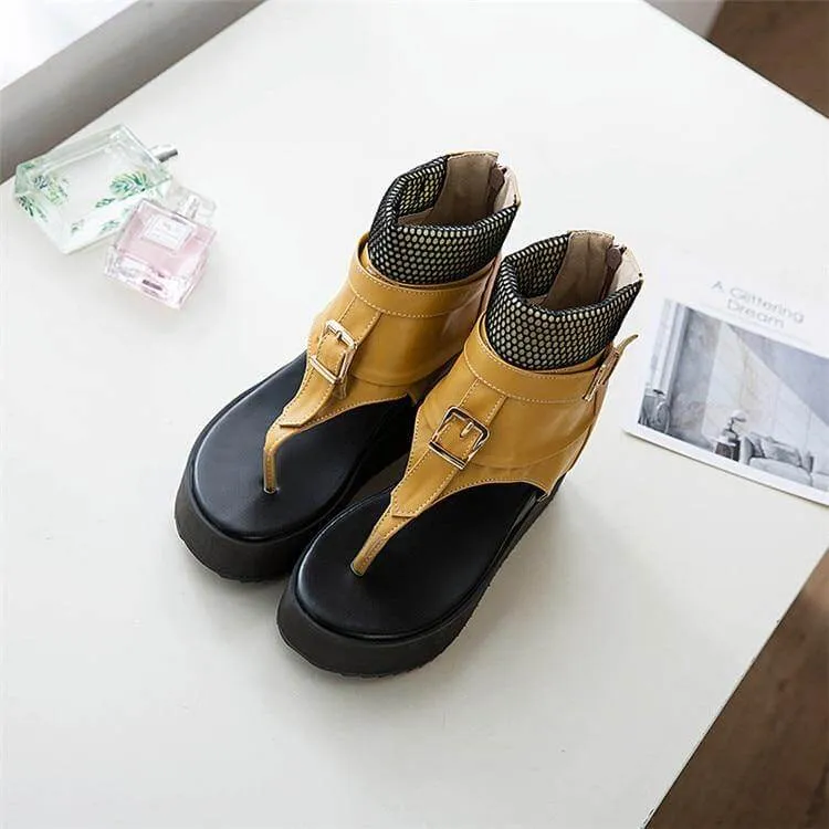 Leather Gladiator Platform Sandals