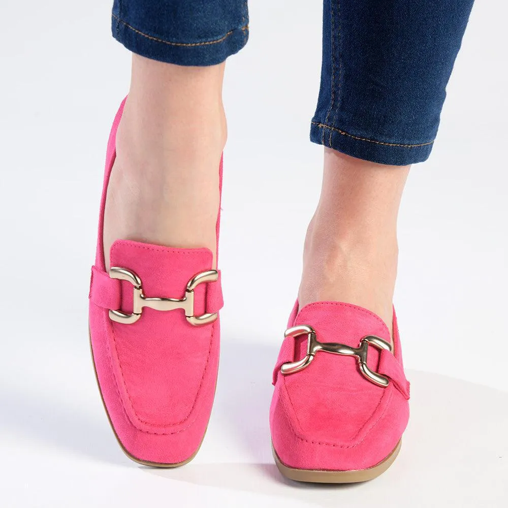 Madison Polly 3 - Gold Metal Trim Loafer - Fuschia
