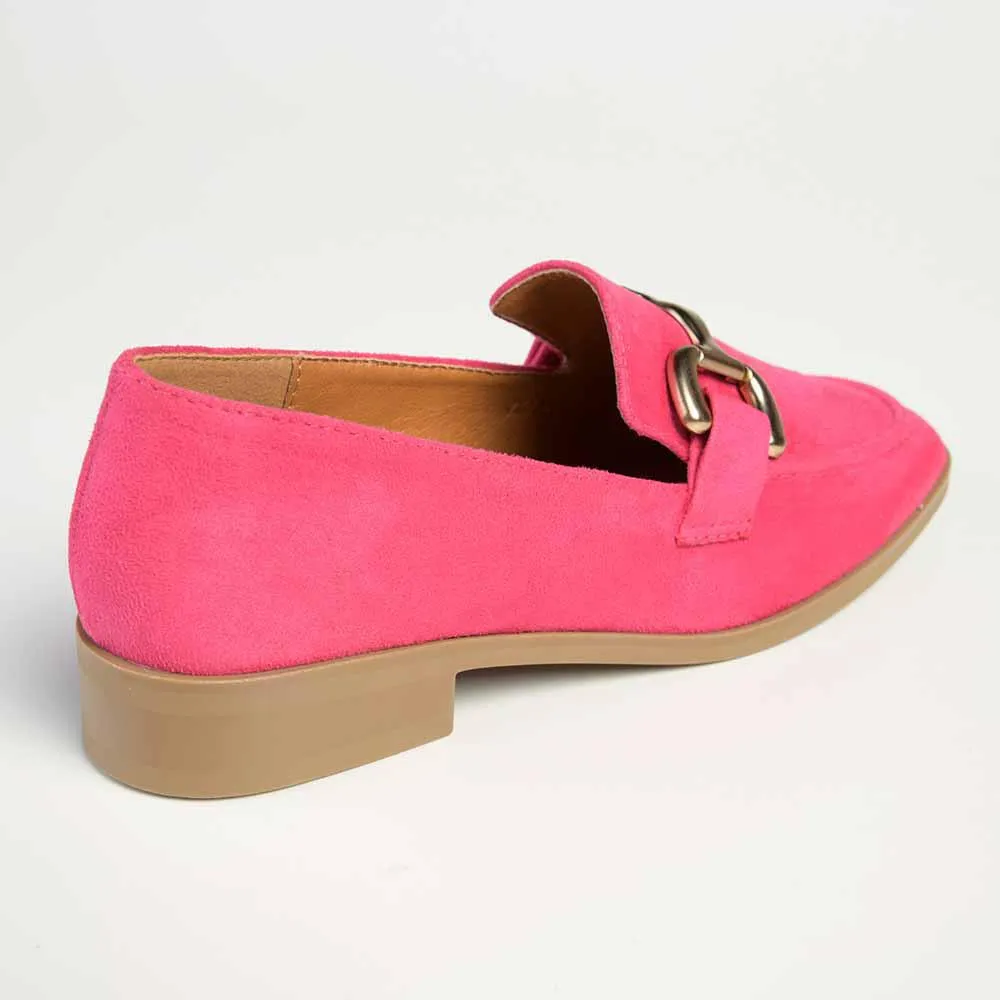 Madison Polly 3 - Gold Metal Trim Loafer - Fuschia