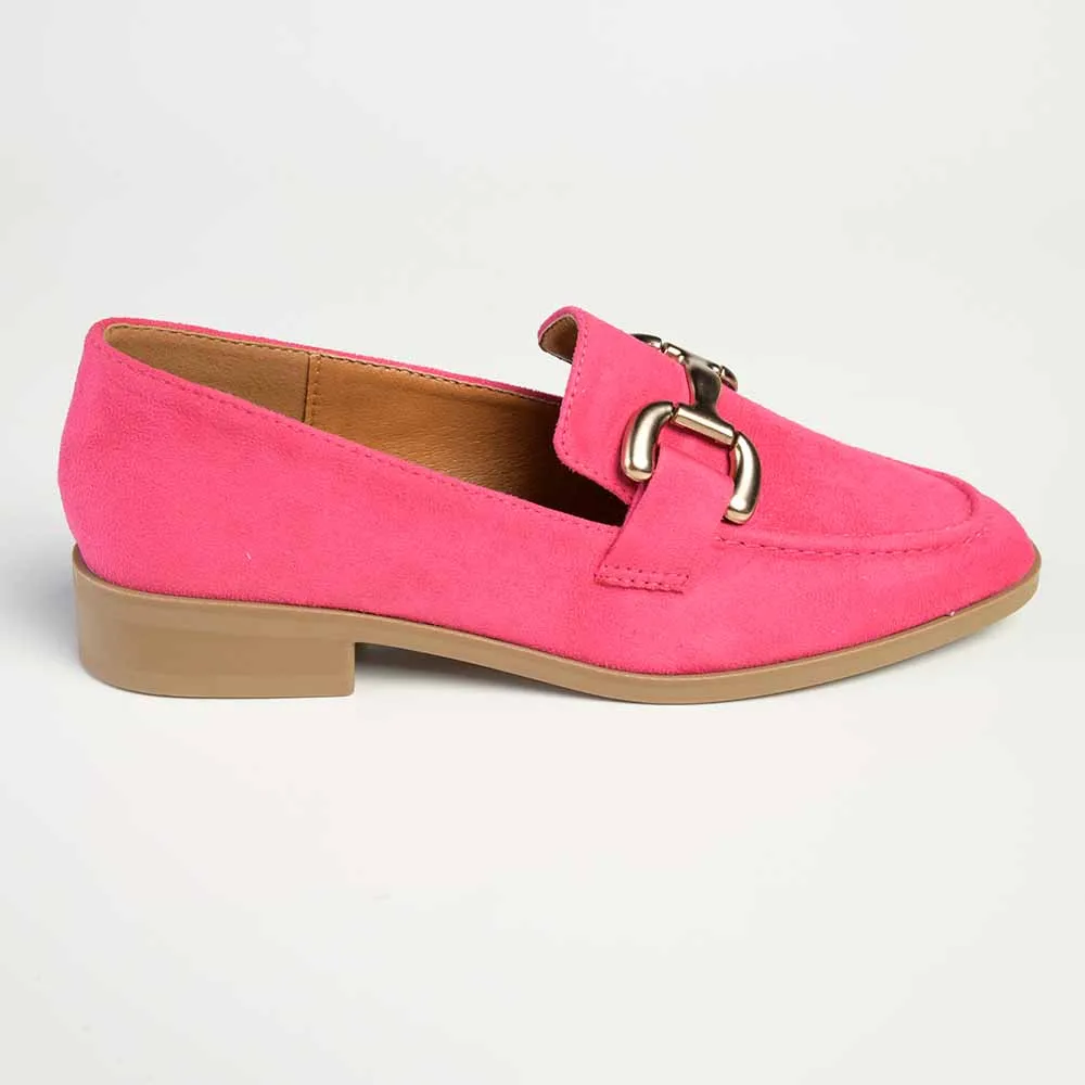 Madison Polly 3 - Gold Metal Trim Loafer - Fuschia