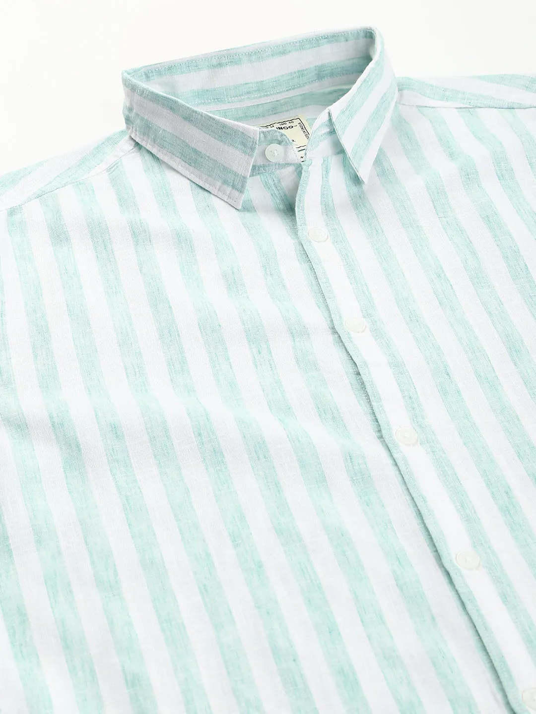 Men's Green Slim Fit Linen Casual Shirt