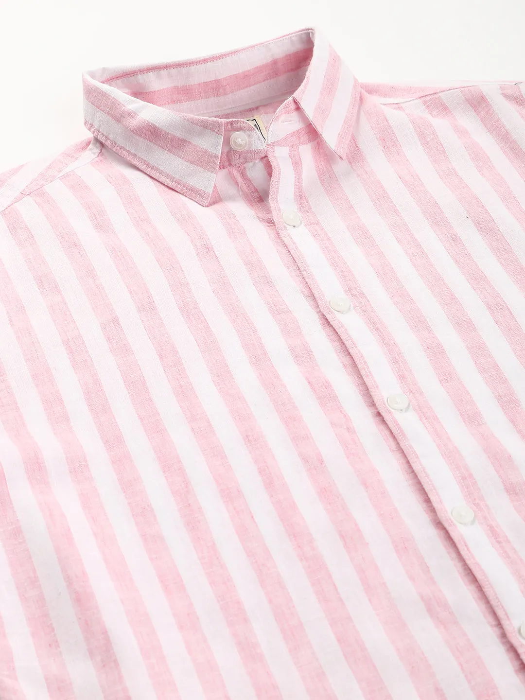 Men's Pink Slim Fit Linen Casual Shirt
