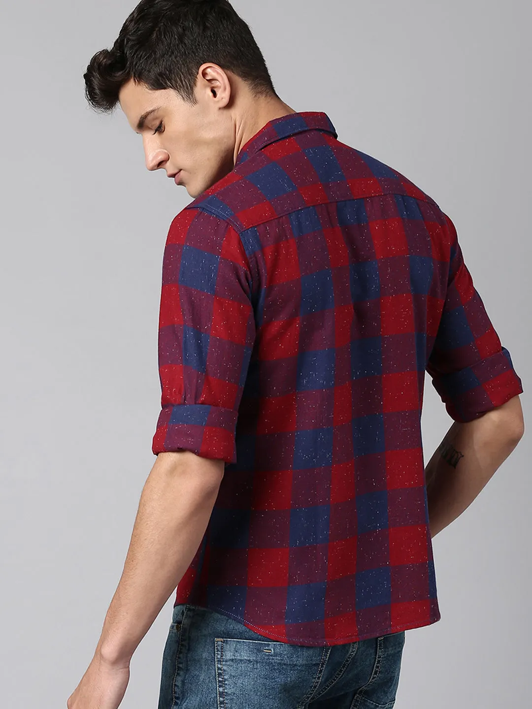 Men's Red Slim Fit Casual Shirt