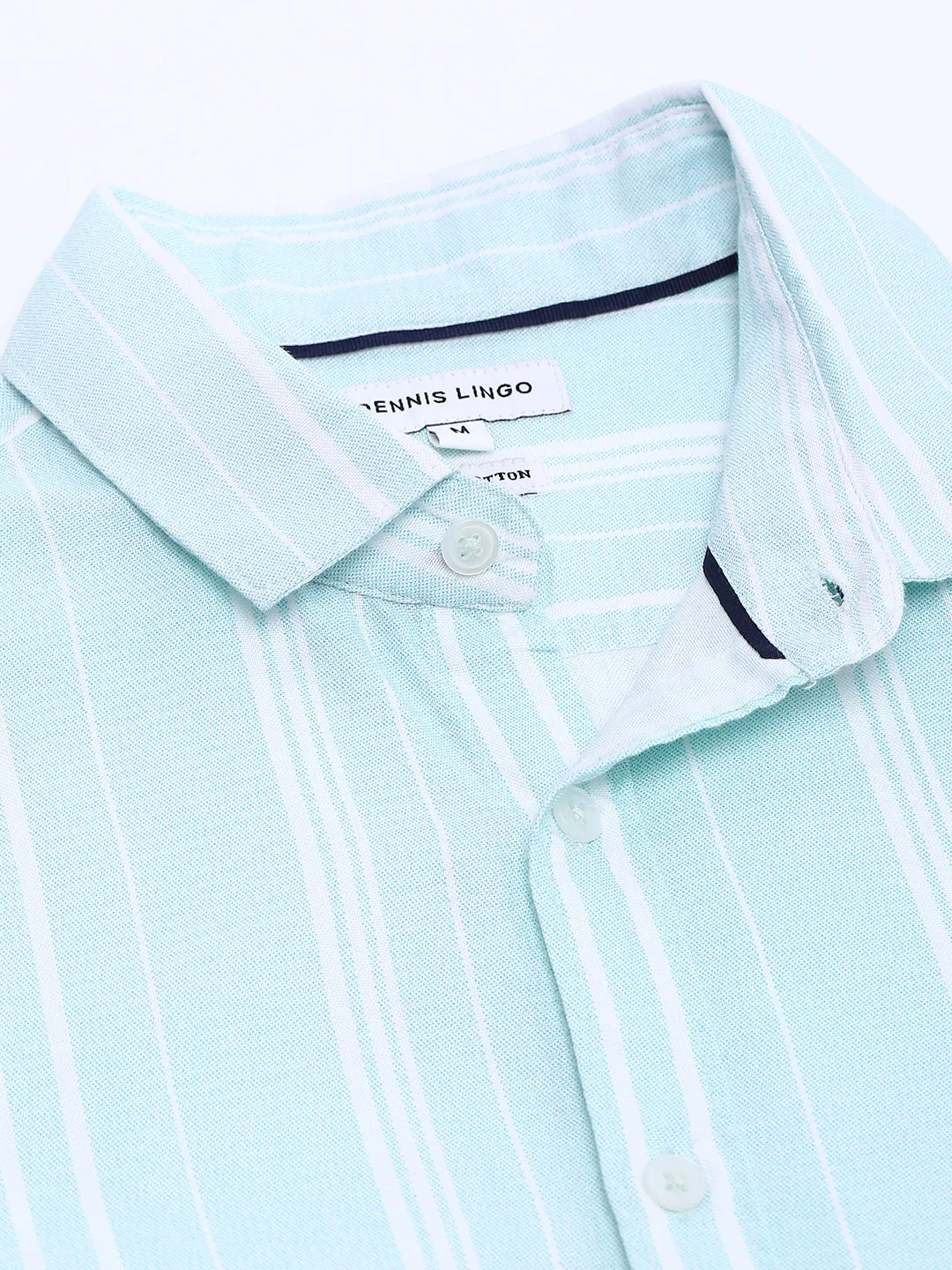 Men's Sage Green Striped Slim Fit Casual Shirt