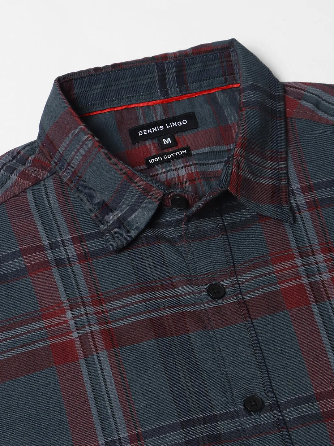 Men's Slim Fit Checked Roll-Up Sleeves Pure Cotton Casual Shirt