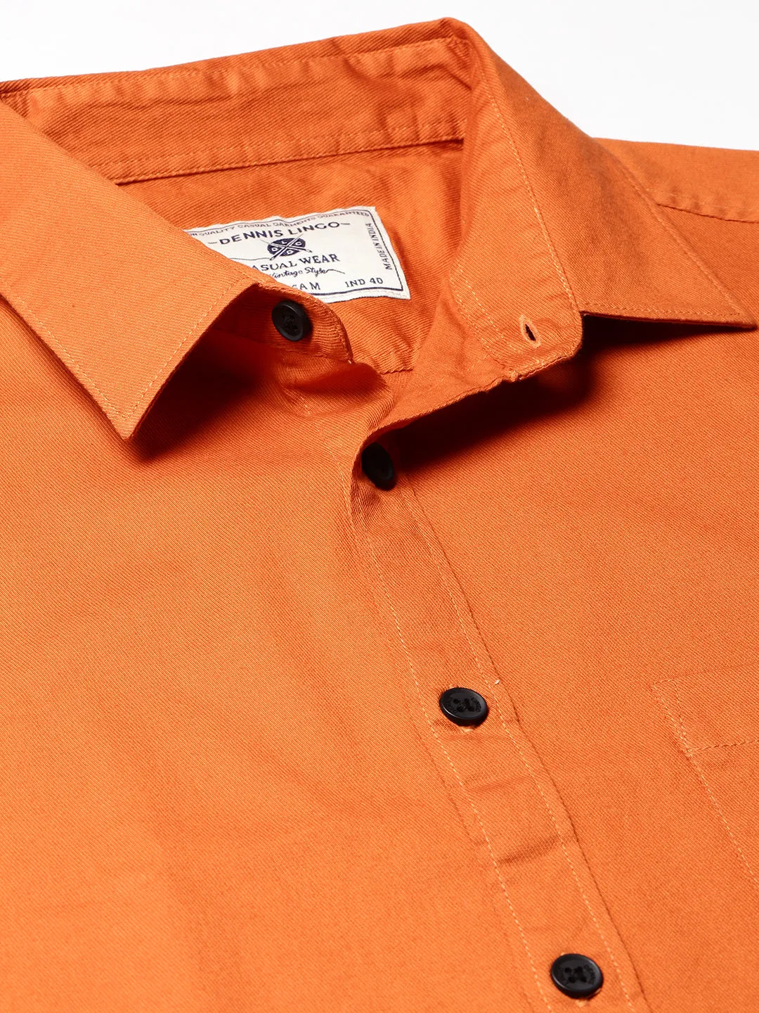 Men's Solid Rust Slim Fit Cotton Casual Shirt