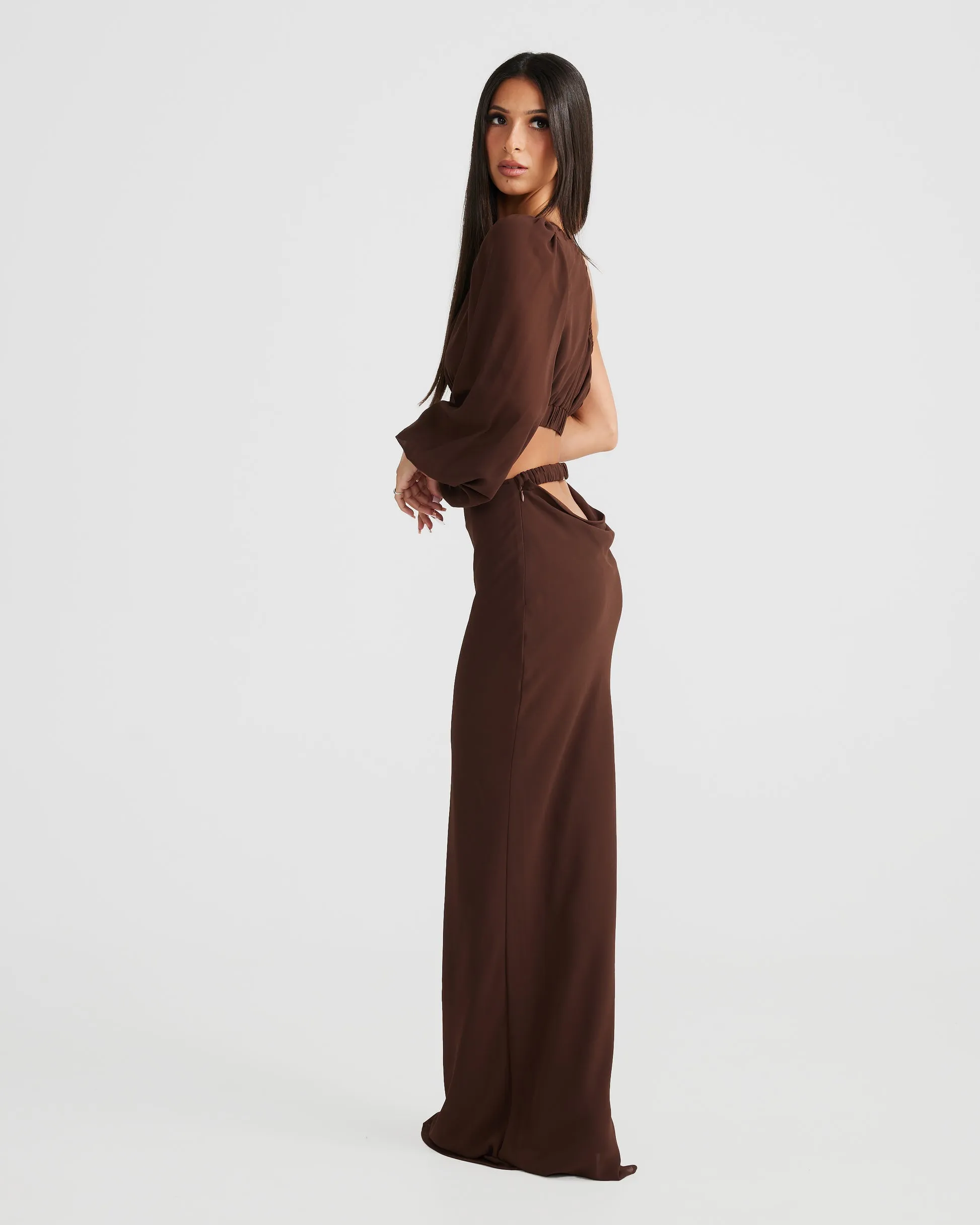 MÉLANI The Label EBONI SET Chiffon One Shoulder Two-Piece Set