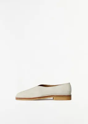 Piped Crepe Loafers — Pelican Grey