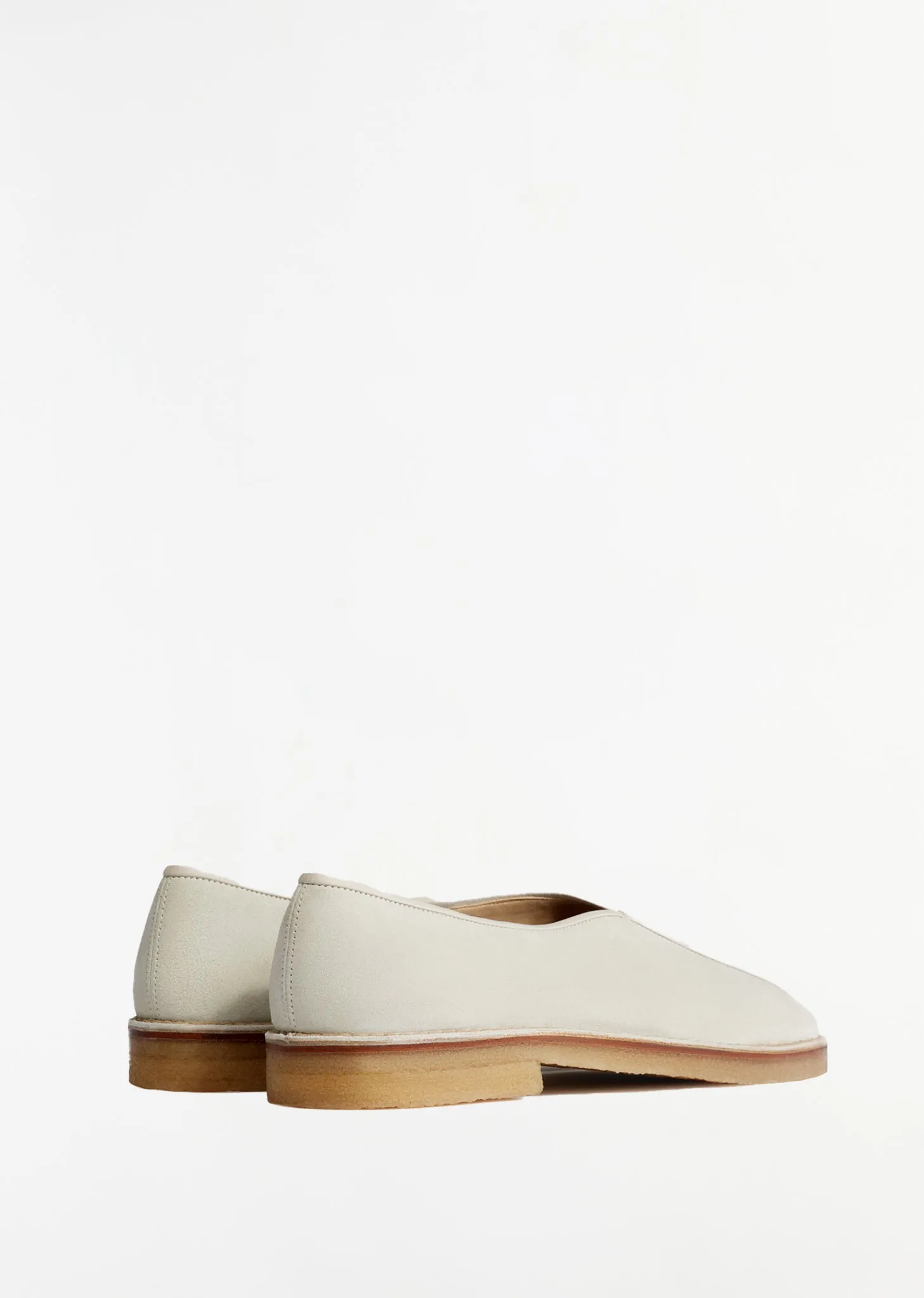Piped Crepe Loafers — Pelican Grey