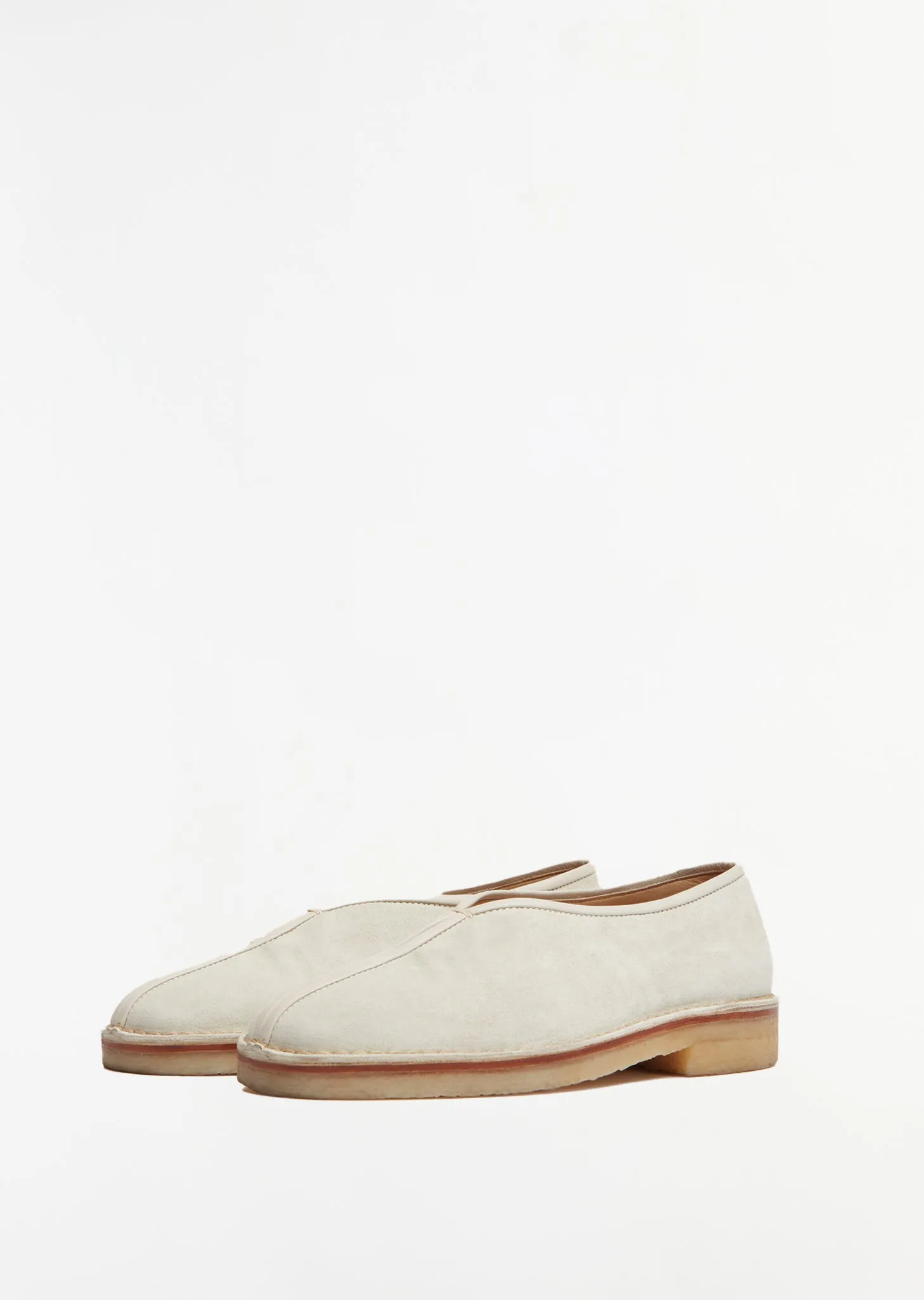Piped Crepe Loafers — Pelican Grey