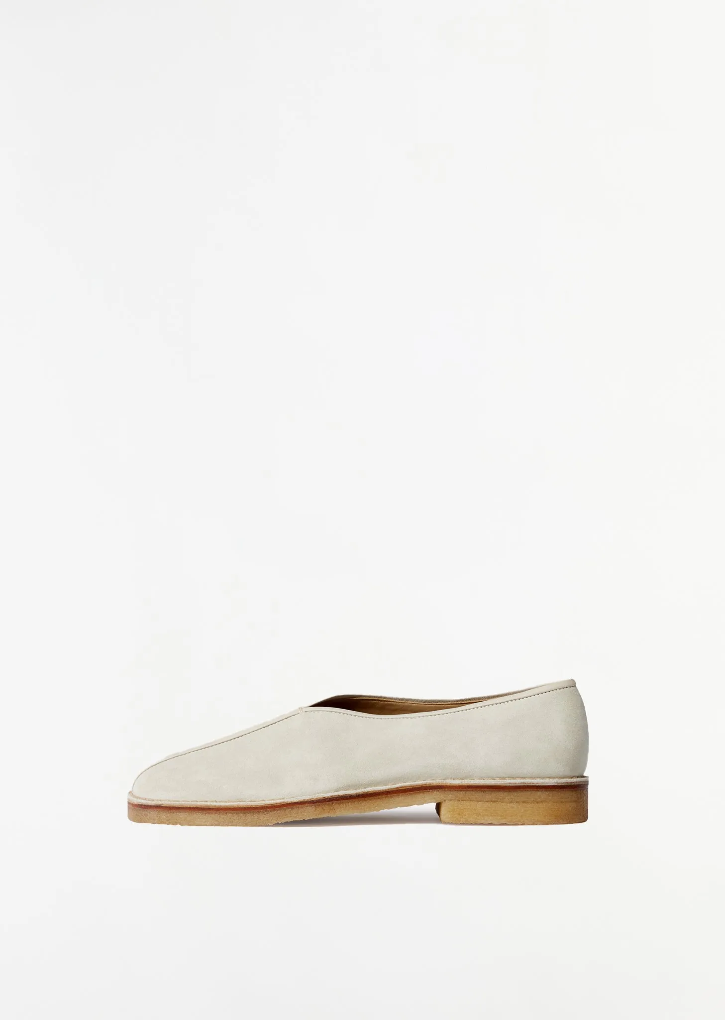 Piped Crepe Loafers — Pelican Grey