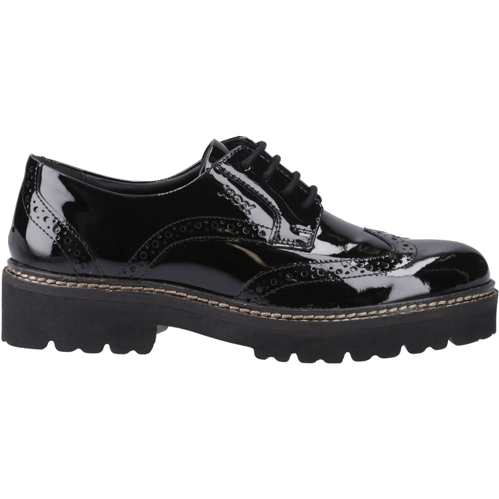 Pod Kortney Faux Leather Women's Black Patent Brogues Shoes