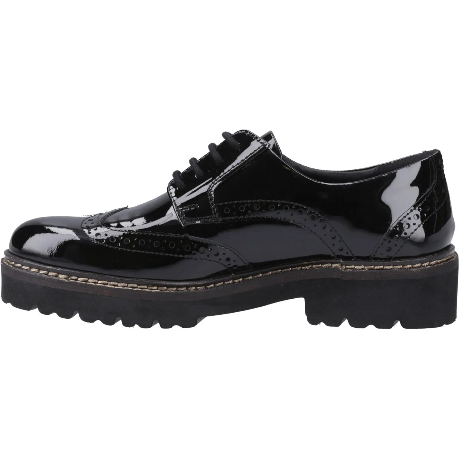 Pod Kortney Faux Leather Women's Black Patent Brogues Shoes