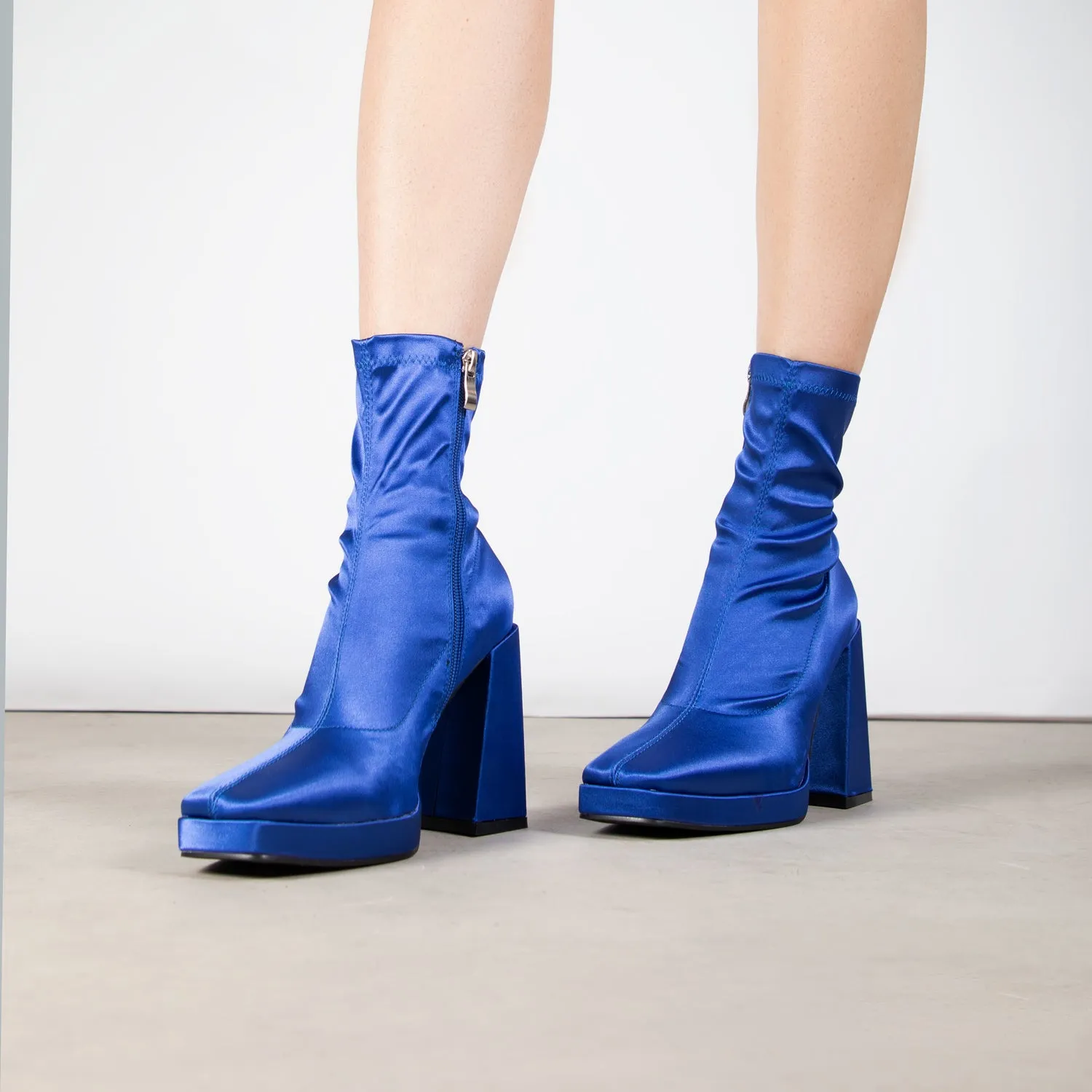 RAID Hartley Satin Sock Boot In Blue