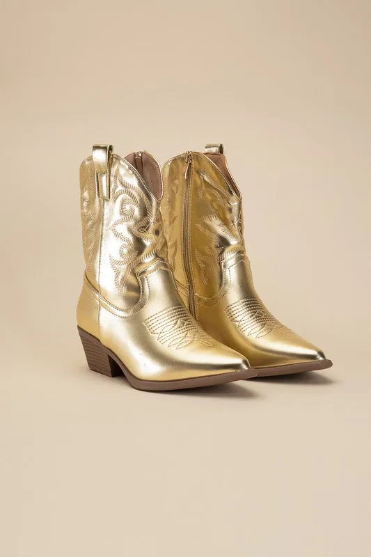 Sale - Metallic Westen Booties