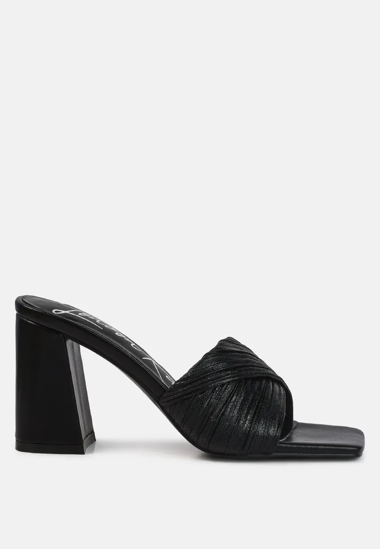 Salty you crinkled triangular block heel sandals