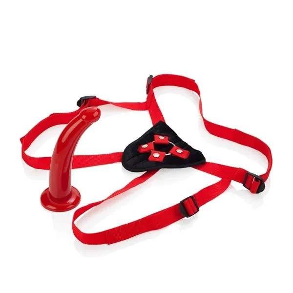 Sophia's Red Rider Harness and G-Spot Strap-On  Dildo