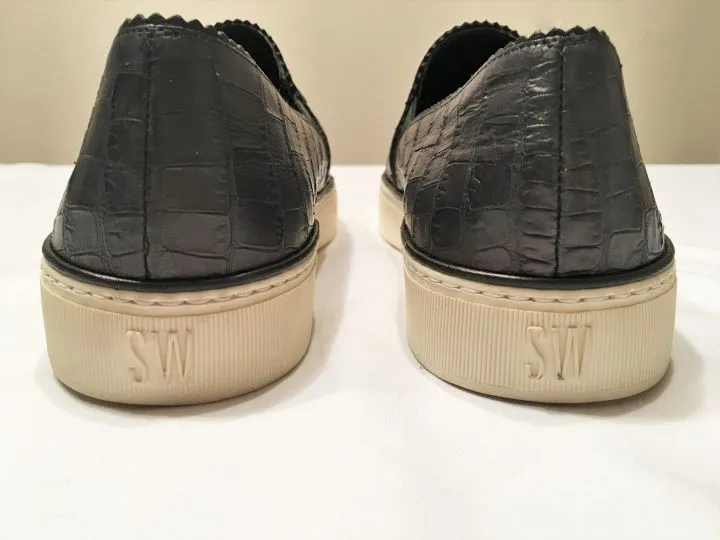 Stuart Weitzman Size 10.5 Nugget Black Leather Slip-ons