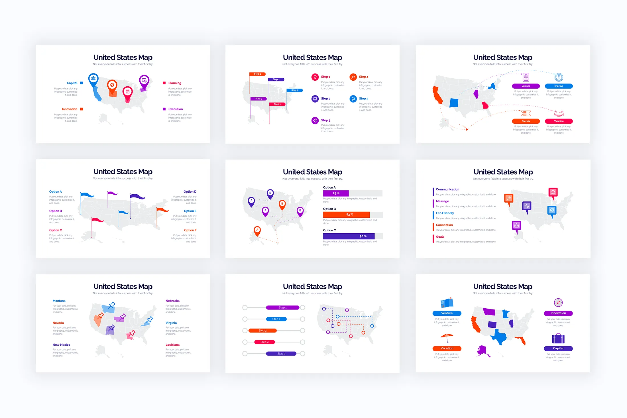 United States Map Powerpoint Infographics