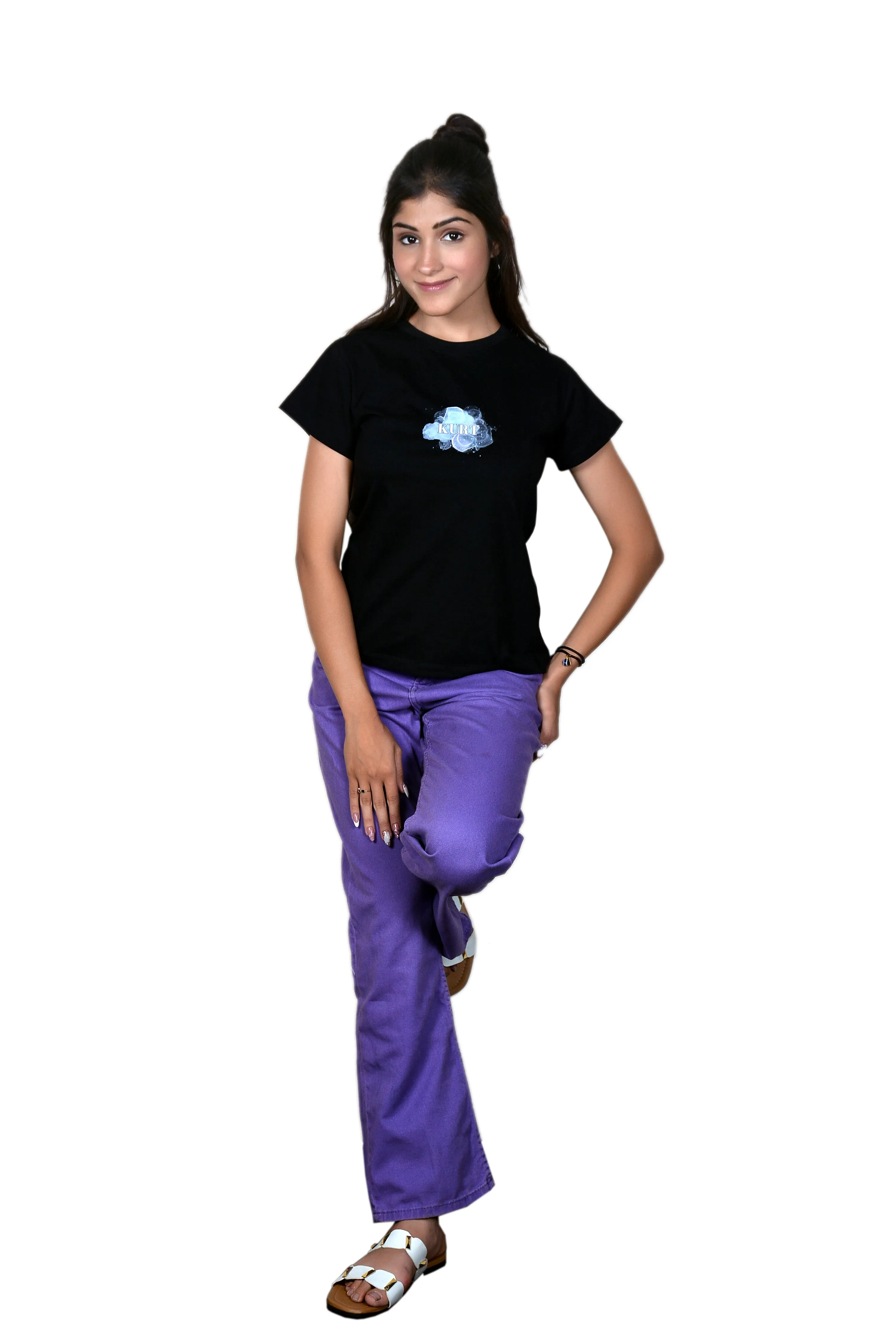 Women's Black KURT Graphic Printed Classic Fit Tshirt