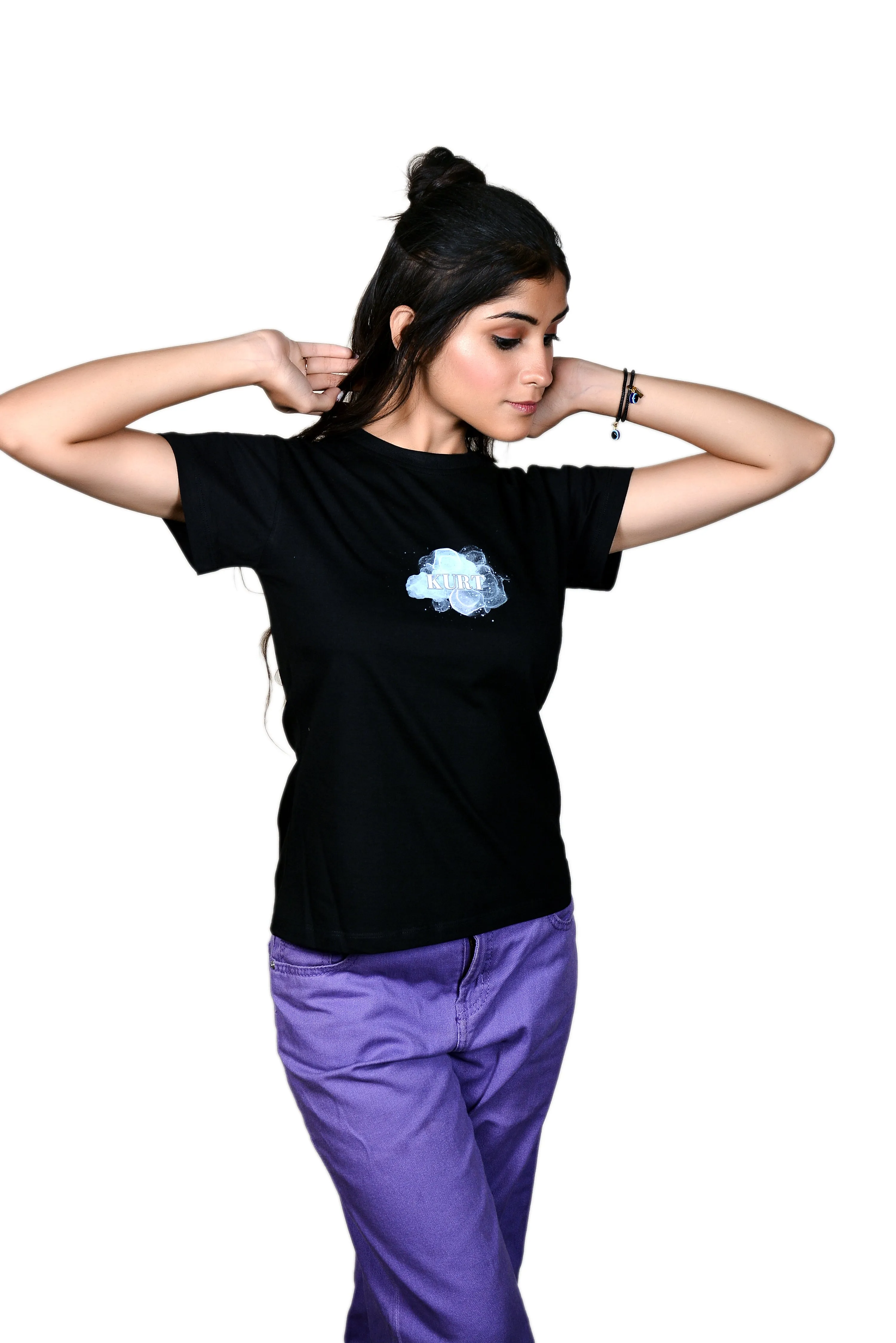 Women's Black KURT Graphic Printed Classic Fit Tshirt