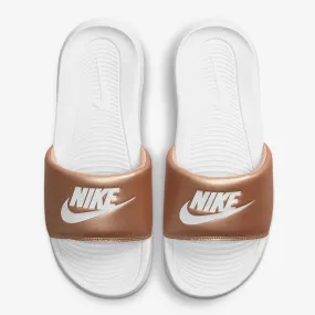 Women's Nike Victori One Slides (White/Metallic Red Bronze)(CN9677-900)