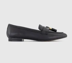 Womens Office Fine Line Tassel Loafers Black Leather