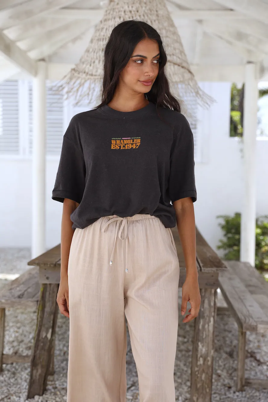 WRANGLER Aztec Camera Baggy Hemp Tee Worn Black